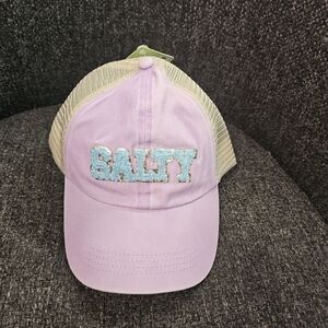 NWT Women's "Salty" Baseball Cap Hat Purple Blue Glitter